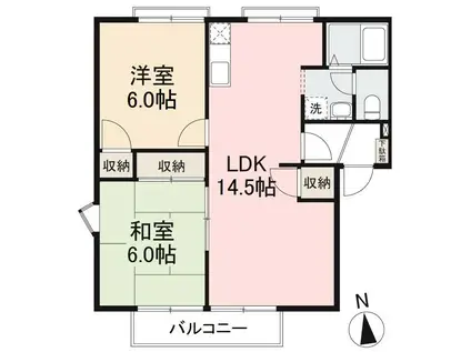 フレグランス高尾A・B棟(2LDK/2階)の間取り写真
