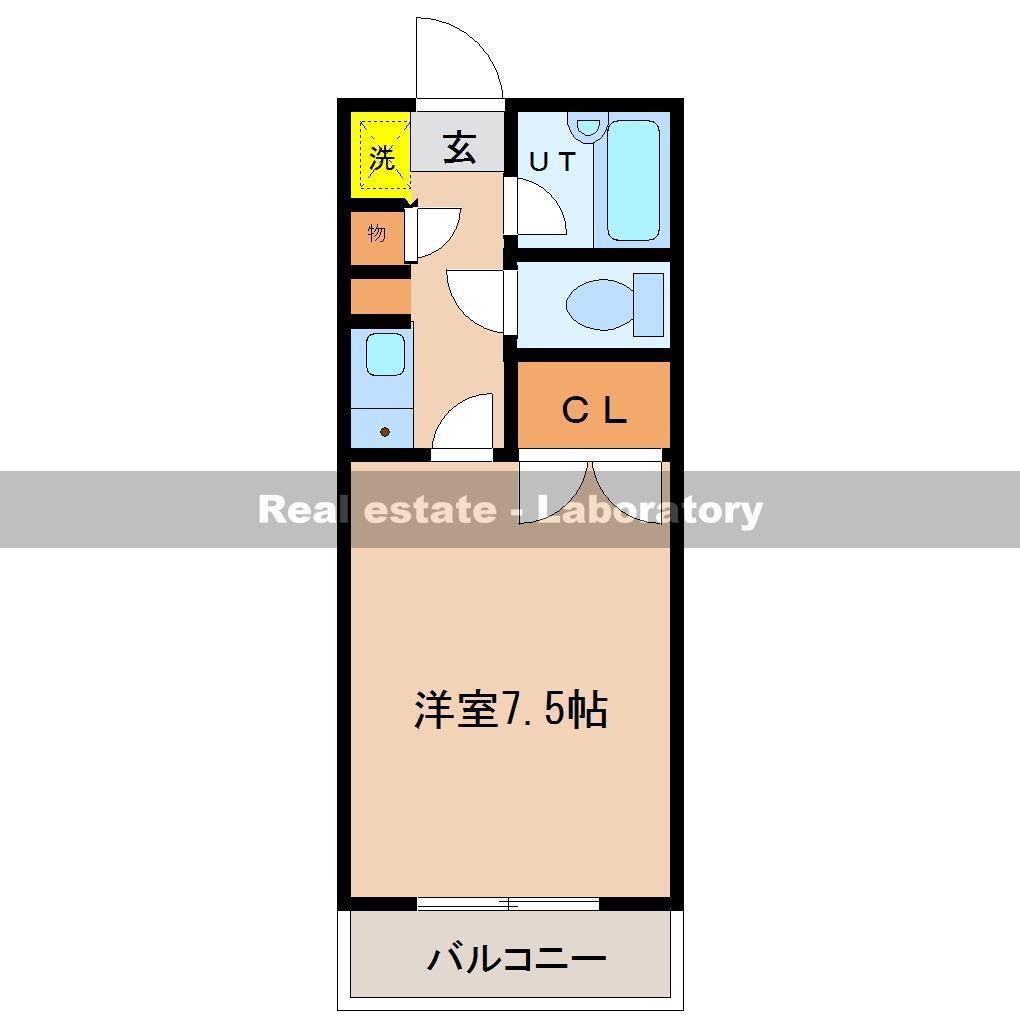 ベルトピア宮崎7(1K/1階)の間取り写真