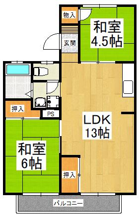 サニーハウス(2LDK/2階)の間取り写真