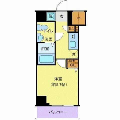 クレヴィスタ大井町(1K/4階)の間取り写真