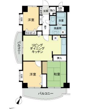 ビューハイツ高山(3LDK/6階)の間取り写真