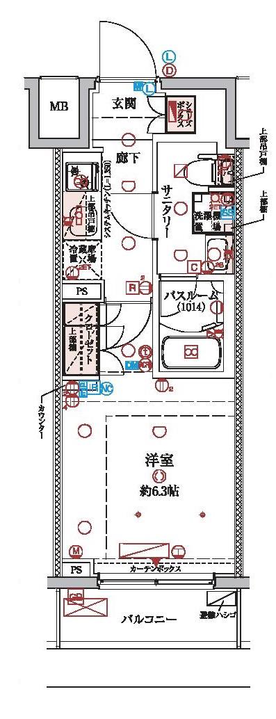 ラクラス横浜(1K/7階)の間取り写真