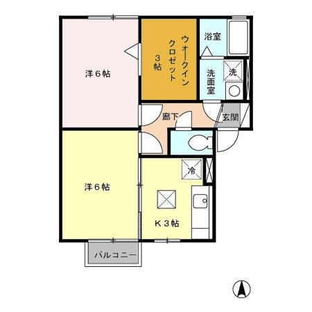 エクセルクオリティ華(2K/1階)の間取り写真