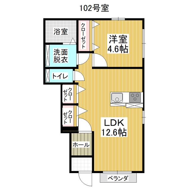 ハイムルーエ大野(1LDK/1階)の間取り写真