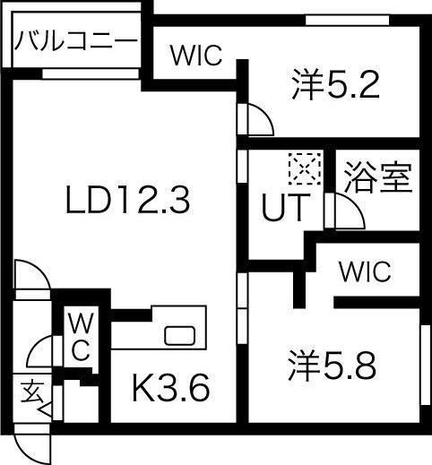 CG HOMES 南11条(2LDK/2階)の間取り写真