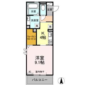 プライム逢妻(1K/3階)の間取り写真