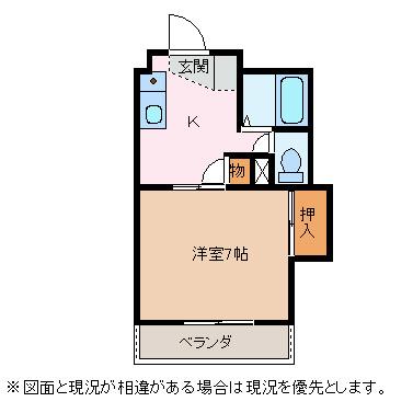 メラベルデS(1K/3階)の間取り写真
