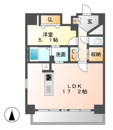 ポルタニグラ大須(1LDK/11階)の間取り写真