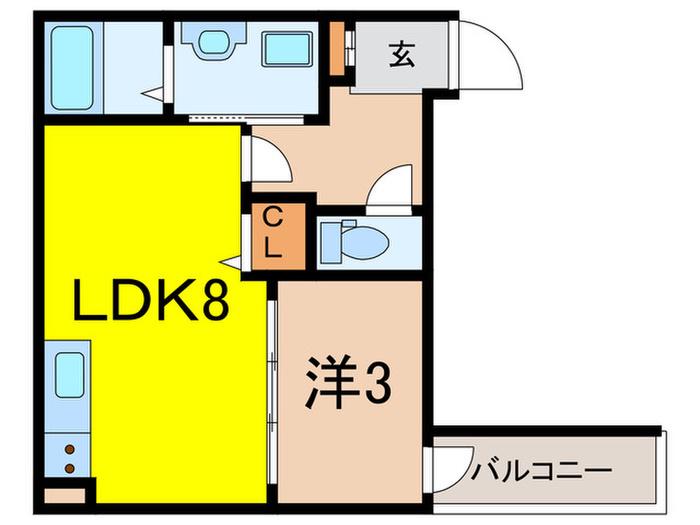 リブレメゾン住吉I(1LDK/2階)の間取り写真