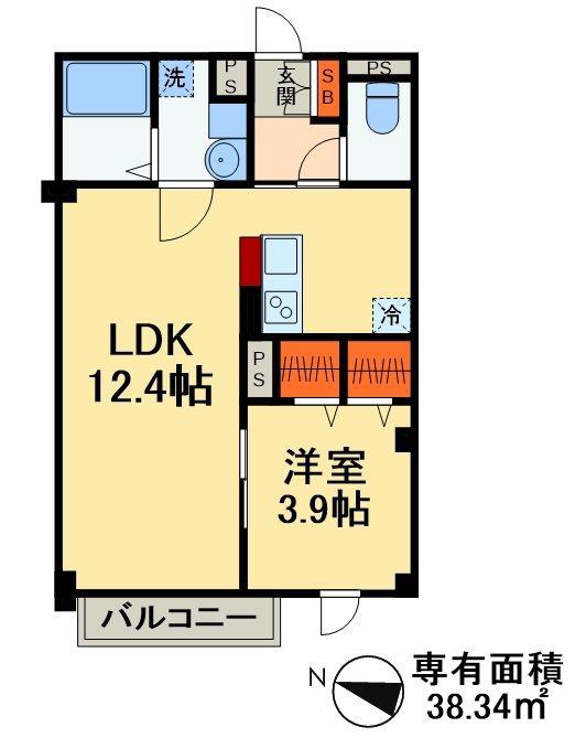 ラ・パートメント千葉(1LDK/5階)の間取り写真