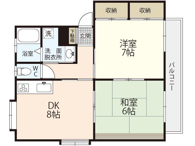 ヴィラージュ西本(2DK/1階)の間取り写真