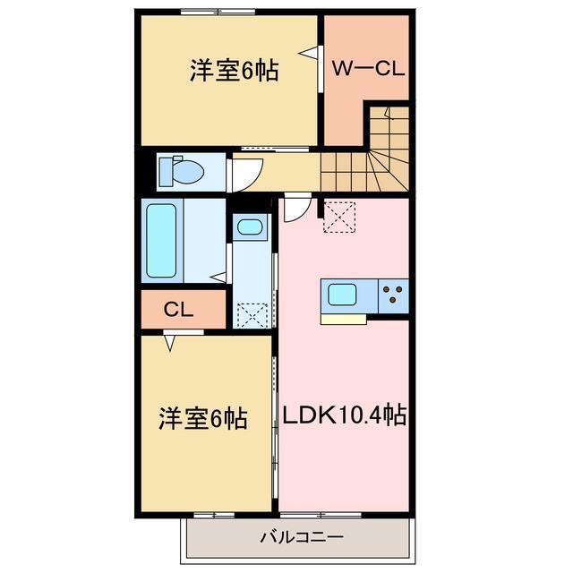 JR予讃線 多喜浜駅 徒歩27分 2階建 築4年(2LDK/2階)の間取り写真