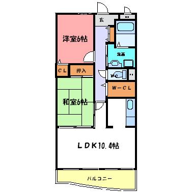 パインプロス(2LDK/4階)の間取り写真