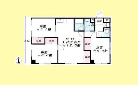 貸マンション 品川区西大井5丁目(3LDK/2階)の間取り写真