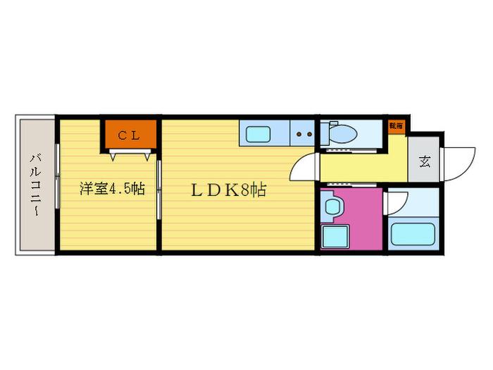 リアン桂ウエスト(1LDK/3階)の間取り写真