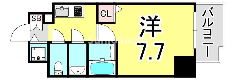 レジデンス神戸レガーロ(1K/4階)の間取り写真
