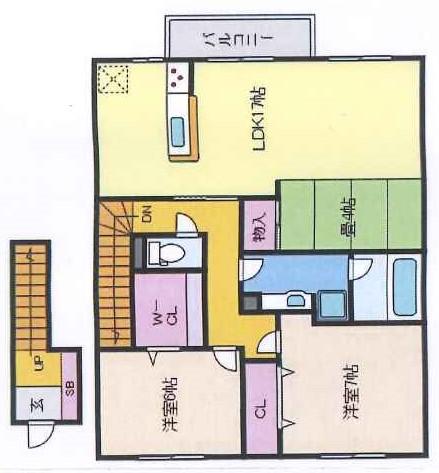 BEC住吉山手レジデンス(2LDK/2階)の間取り写真