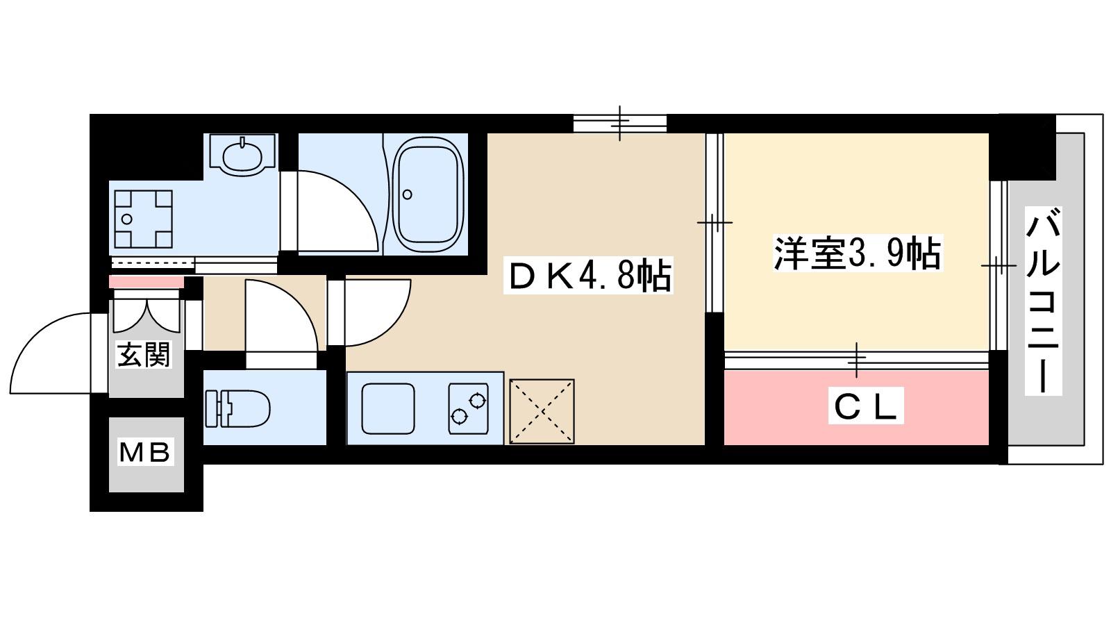 エルシア新大阪(1DK/8階)の間取り写真