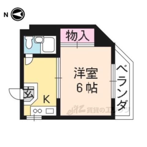 今出川うえだビル(1K/4階)の間取り写真