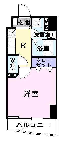 アゲート白壁(1K/9階)の間取り写真