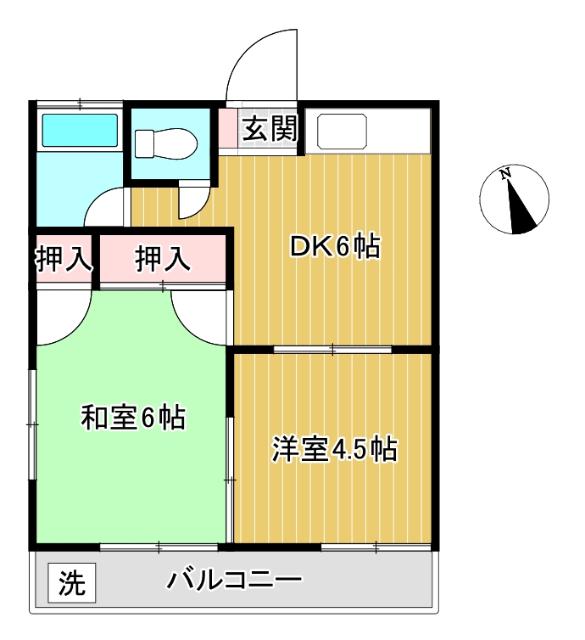桃江荘(2DK/2階)の間取り写真