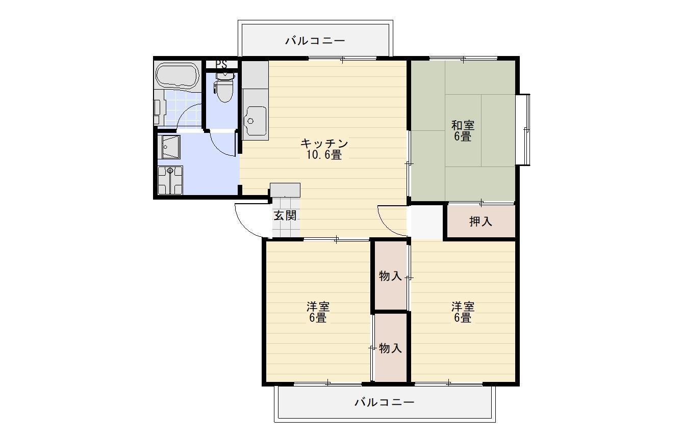 MAISONアゼリア(3LDK/2階)の間取り写真