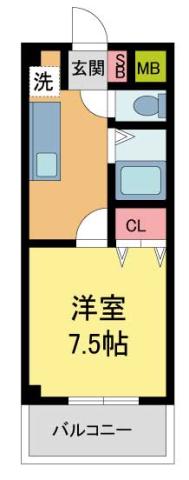 カーサフェリス(1K/2階)の間取り写真