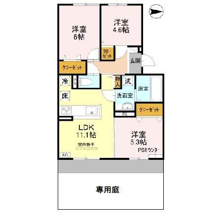 サウス・レジデンス菱川(3LDK/1階)の間取り写真