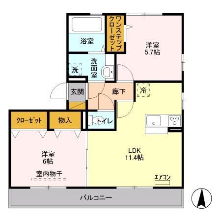 メゾンアーバンHI(2LDK/2階)の間取り写真