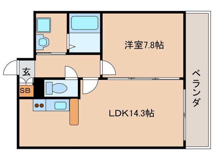 ジュネス木駒(1LDK/5階)の間取り写真