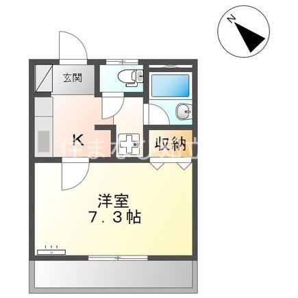 グリーンフィールド作野ヶ丘II(1K/1階)の間取り写真