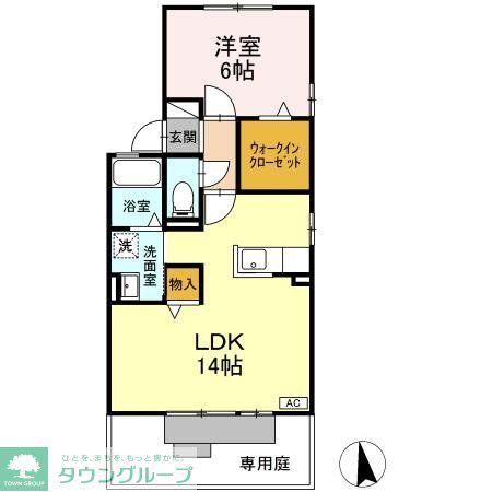 リヴェースかんだ(1LDK/1階)の間取り写真