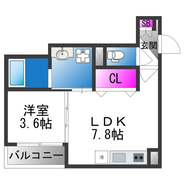 グランツ喜連(1LDK/2階)の間取り写真