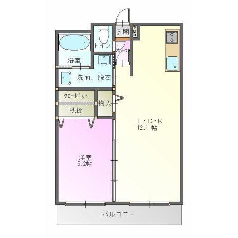 LALO I(1LDK/2階)の間取り写真