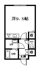 リバティ花咲(ワンルーム/3階)の間取り写真