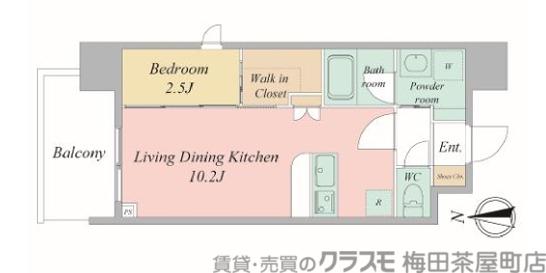 セレニテフラン谷町四丁目(1LDK/14階)の間取り写真