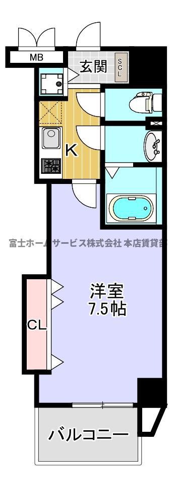 LUXE我孫子(1K/8階)の間取り写真