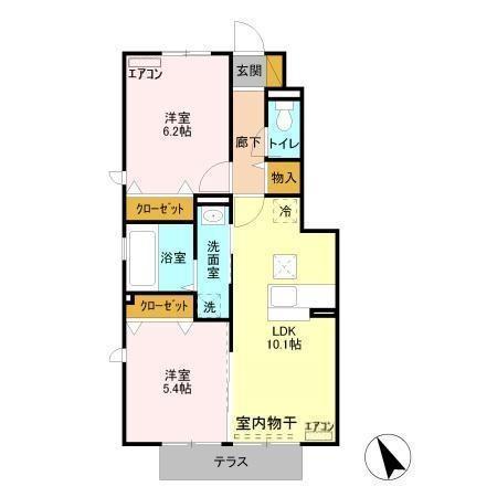 リヴェール壱番館(2LDK/1階)の間取り写真