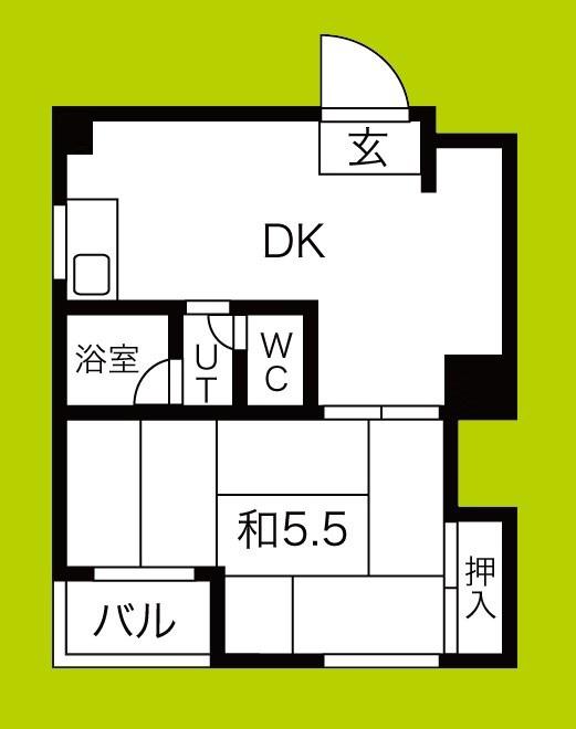 プレアール弁天(1DK/5階)の間取り写真