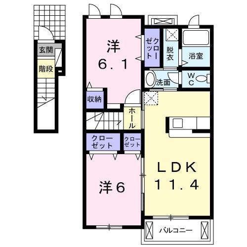 カルモ・ドマーニ(2LDK/2階)の間取り写真