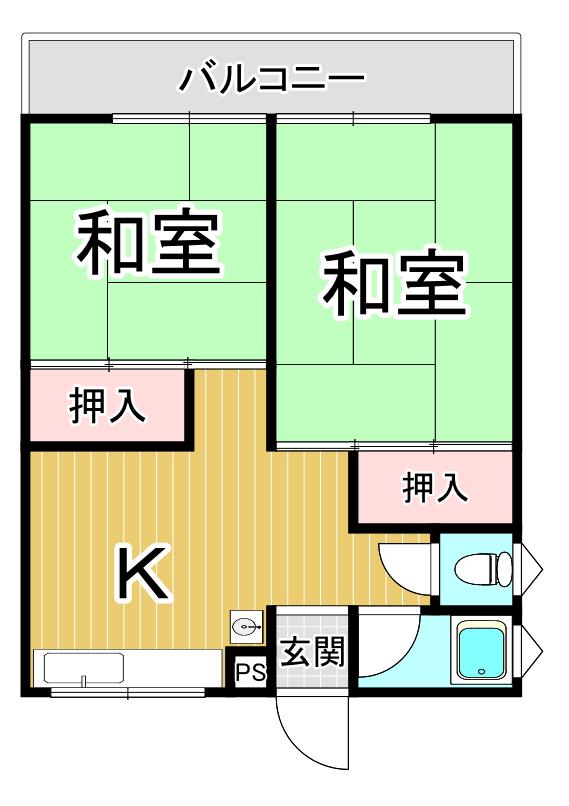 大久保マンション(2DK/4階)の間取り写真
