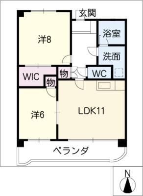 プラバ東前(2LDK/5階)の間取り写真