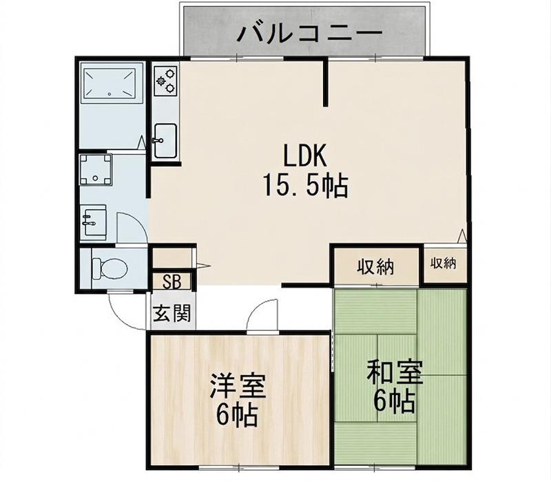 サンアレイ下野 II(2LDK/1階)の間取り写真