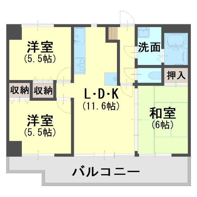根塚町ビル(3LDK/3階)の間取り写真