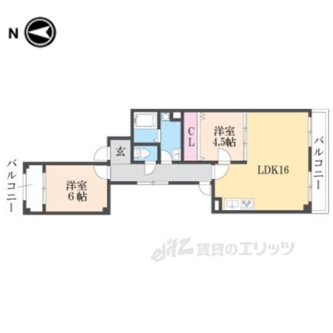 サニーサウス(2LDK/3階)の間取り写真