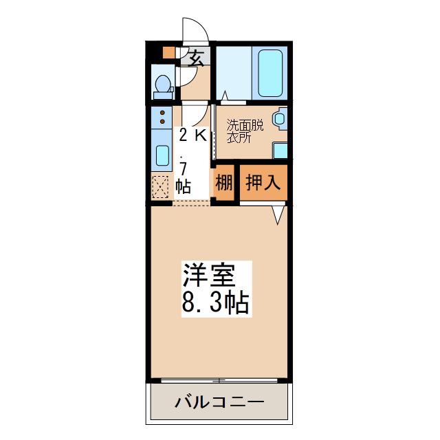 ロワールタウン串良(1K/1階)の間取り写真