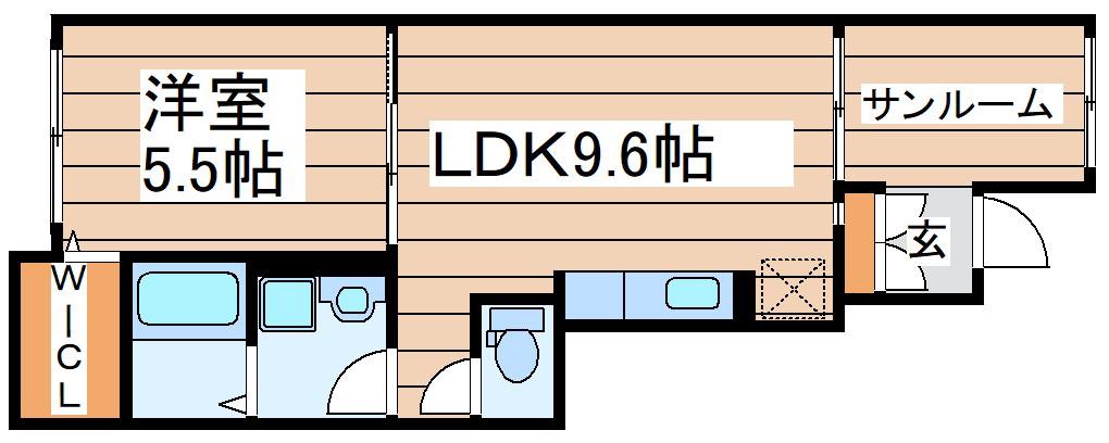 グレースヒルズGAMO C棟(1LDK/1階)の間取り写真