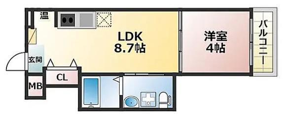 LUMIERE長瀬(1LDK/2階)の間取り写真