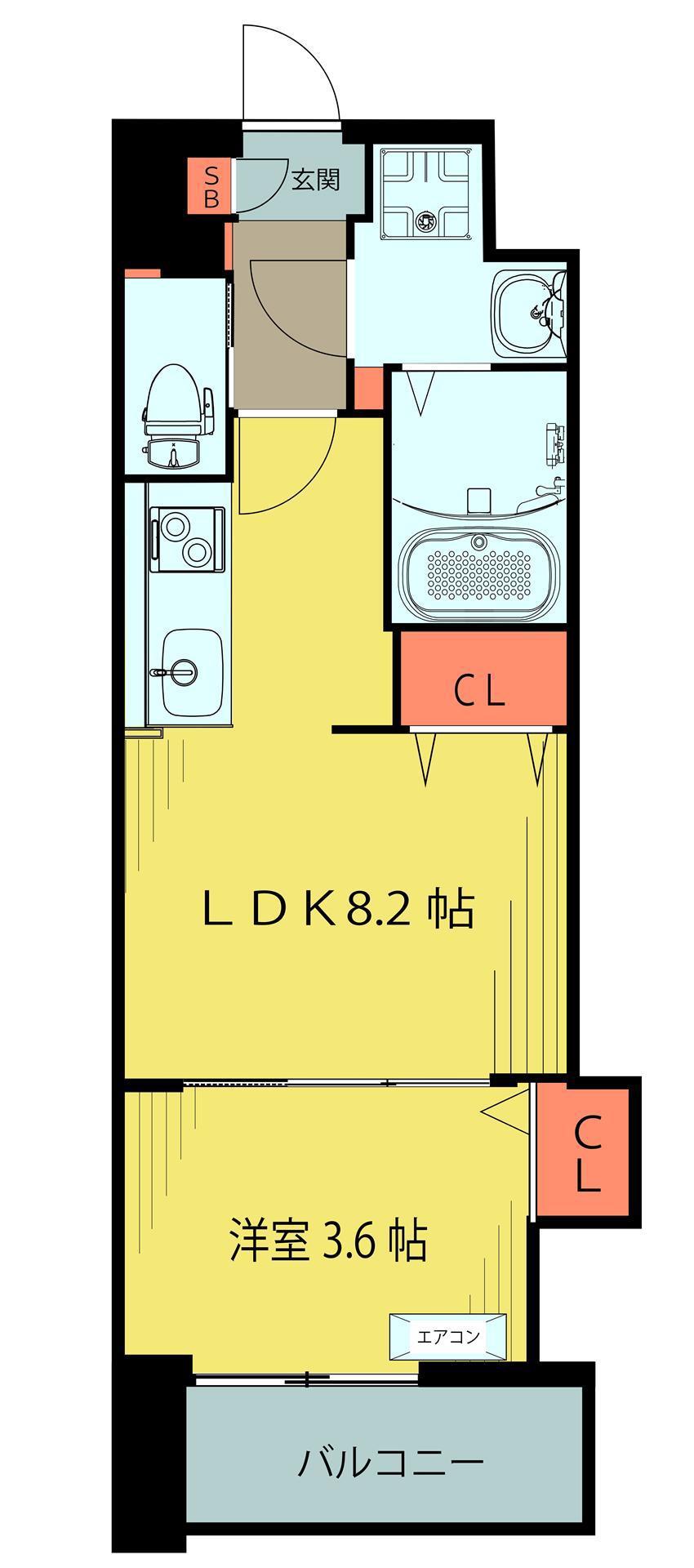 シェルグランデ椌木通(1LDK/1階)の間取り写真