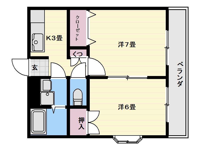 ロイヤルパレス吉野II(2K/3階)の間取り写真